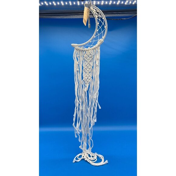 Crescent Moons Dream Catcher By Henna Shoppe - White Macrame Wall Hanging With S - Picture 2 of 7